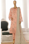 Bin Saeed embroidered frock with trouser and duppatta - Peach