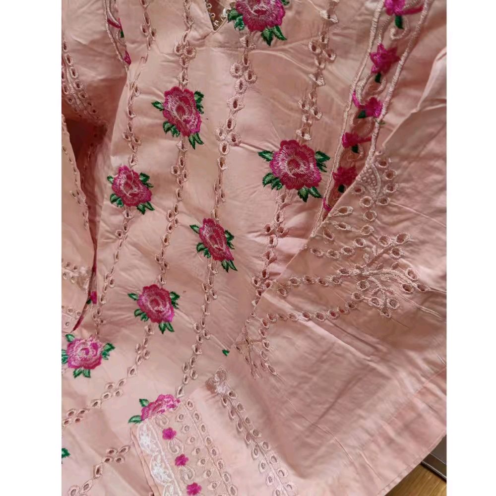 Pakistani chickenkari embroidered shalwar kameez duppatta-peach
