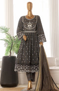 Bin Saeed embroidered frock with trouser and duppatta- Black