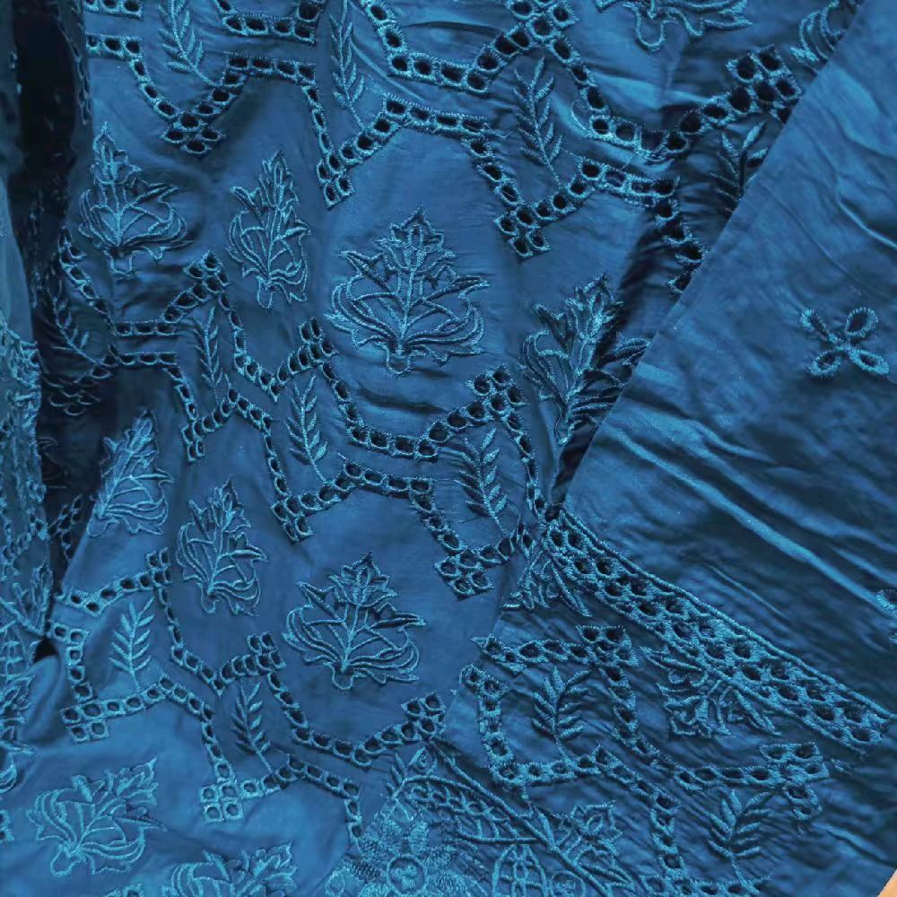 Pakistani chickenkari embroidered shalwar kameez duppatta- Teal