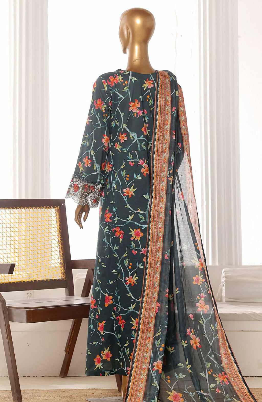 Bin Saeed embroidered frock with trouser and duppatta- Floral