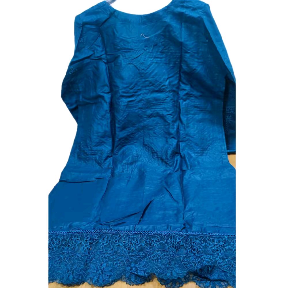 Pakistani chickenkari embroidered shalwar kameez duppatta- Teal