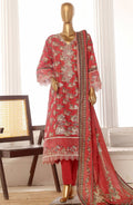 Bin Saeed embroidered frock with trouser and duppatta- Red