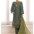 Bin Saeed embroidered frock with trouser and duppatta -Green